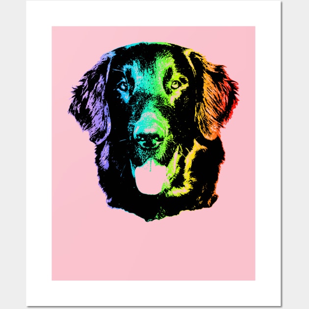 Rainbow Flat-Coated Retriever Wall Art by childofthecorn